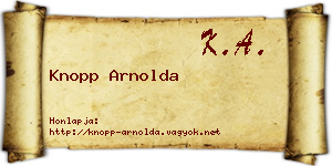 Knopp Arnolda névjegykártya